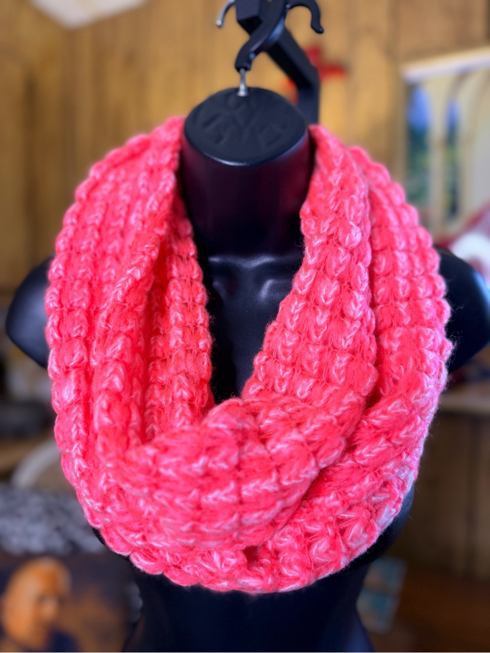 Aeropostale Bright Neon Coral Pink Chunky Infinity Scarf